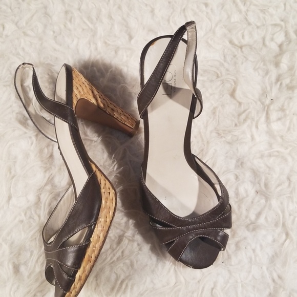 Ann Taylor Sz 7 Basket Weave 3.5 Heels - Picture 1 of 8